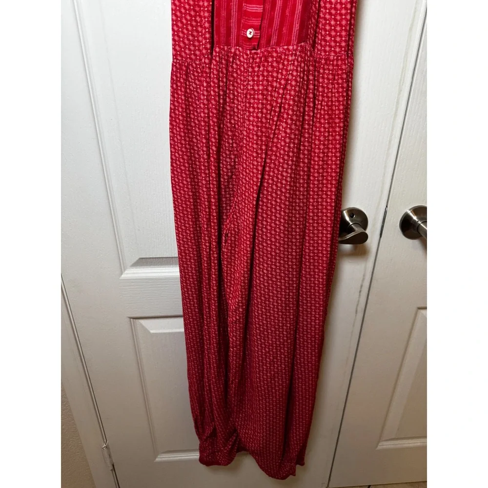 Intimately Free People Red Patterned Full Bloom Harem Jumpsuit Boho Size Medium